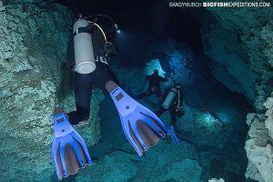 Cave diving near Cancun
