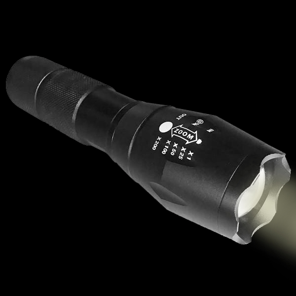 Variable beam tactical flashlight for spotlighting animals at night.